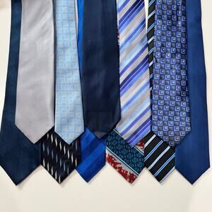 Lot of 11 Mens Ties  Y2K Vintage assorted blue tones